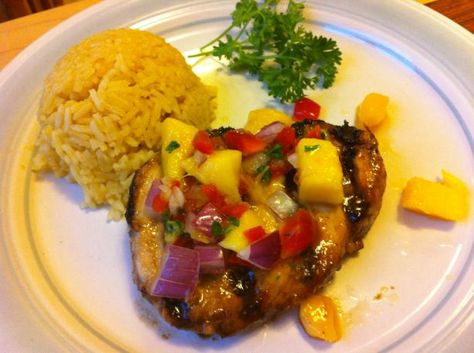 Grilled Marlin With Tropical Fruit Salsa- I have used this several times With good results.  The salsa is good, but much better if you add some chopped up pineapple to it before chilling. Marlin Recipes, Tropical Dishes, Tropical Salsa, Mango Pineapple Salsa, Fruit Salsa Recipe, Marlin Fish, Recipe List, Tropical Food, Summer Cookout