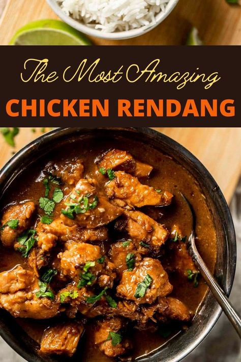 Rendang Recipe, Chicken Rendang, Coconut Jasmine Rice, Malaysian Chicken, Indian Chicken Dishes, Malaysian Recipes, Chicken Ideas, Yummy Chicken, Milk It