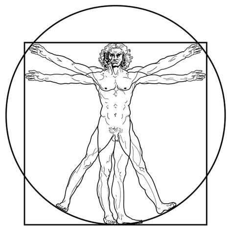 Vitruvian Man Tattoo, Da Vinci Vitruvian Man, Tattoo Homme, L Tattoo, Statue Tattoo, Man Tattoo, Vitruvian Man, Man Sketch, Detailed Drawings