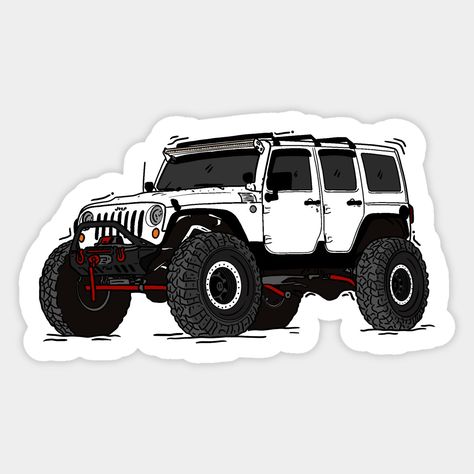 Jeep Wrangler for a jeep enthusiast -- Choose from our vast selection of stickers to match with your favorite design to make the perfect customized sticker/decal. Perfect to put on water bottles, laptops, hard hats, and car windows. Everything from favorite TV show stickers to funny stickers. For men, women, boys, and girls. Jeep Wrangler Stickers, Jeep Drawing, Auto Jeep, Race Car Themes, Jeep Stickers, Rug Hooking Designs, Sticker Design Inspiration, Bff Gifts Diy, Hello Kitty Rooms