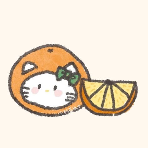 Sanrio Orange, Hello Kitty Fruit, Hello Kitty Orange, Kawaii Orange, Diy Cards For Boyfriend, Ra Themes, Orange Icons:), Cute Easy Doodles, Hello Kitty Images