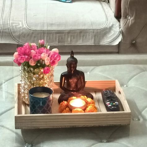 How to decorate centre table Buddha Table Decor, Indian Center Table Decor, Indian Centre Table Decor, Centre Table Decor For Diwali, Coffee Table Decor Indian, Centre Table Living Room Decor, Centre Table Decor Living Room, Coffee Table Styling Living Rooms, Centre Table Decor