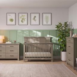 Harmony 3-Drawer Dresser with Baby Changing Table Topper | Child Craft Two Tone Nursery Walls, Nursery Grey Furniture, Dresser Unit, Gender Neutral Baby Nursery, Grey Crib, Changing Table Topper, Nursery Dresser, Changing Table Dresser, Degree Design