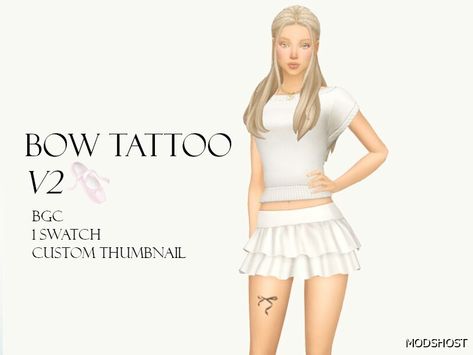 Download BOW Tattoo V2 for Sims 4 at ModsHost NOW! Bow tattoo V2 BGC 1 swatch Custom thumbnail Recoloring Allowed: Yes #sims4cc #male #mods #tattoo #sims #videogames #gaming Fierce Tattoo, The Sims 4 Lots, Sims 4 Tattoos, Bow Tattoo, Full Body Tattoo, Face Tattoos, Best Mods, Sims 4 Game, Family Christmas Pajamas