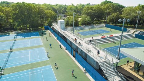 Gallery of Cary Leeds Center for Tennis & Learning / Gluck+ - 5 Tennis Learning, Geothermal Heating And Cooling, Tennis Court Design, Tennis Stadium, Sports Facility Architecture, Sports Facility, Stadium Seating, Indoor Tennis, Sports Video