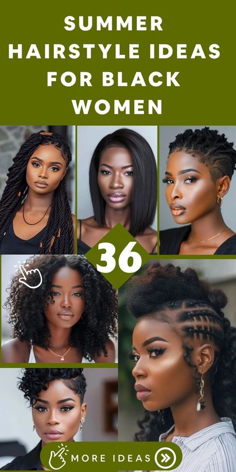 Enhance your summer look with these chic hairstyle suggestions tailored for black women. Consider trying a stylish long box braid or Senegalese twist for an effortlessly glamorous appearance. Opting for protective styles keeps hair off your face while providing versatility and elegance. Another trendy option is the half-up, half-down style incorporating braids or twists, offering both fashion and practicality. Protective Hairstyles Straight Hair, African American Braid Styles, Hairstyle Suggestions, Hairstyle Ideas For Black Women, Natural Updo, Chic Hairstyle, Short Hair Up, African American Braids, Vacation Hairstyles