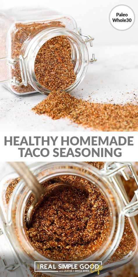 This healthy homemade taco seasoning mix is easy to make with spices everyone has in their cupboard. The perfect taco mix for 1 lb of meat. Keep it clean and make your own taco seasoning at home! Paleo, Gluten-Free, Whole 30. #paleo #whole30 #spices Sugar Free Taco Seasoning Recipe, Paleo Taco Seasoning, Taco Meat Seasoning, Diy Taco Seasoning, Make Taco Seasoning, Homemade Taco Seasoning Mix, Taco Seasoning Mix, Homemade Taco Seasoning Recipe, Taco Mix