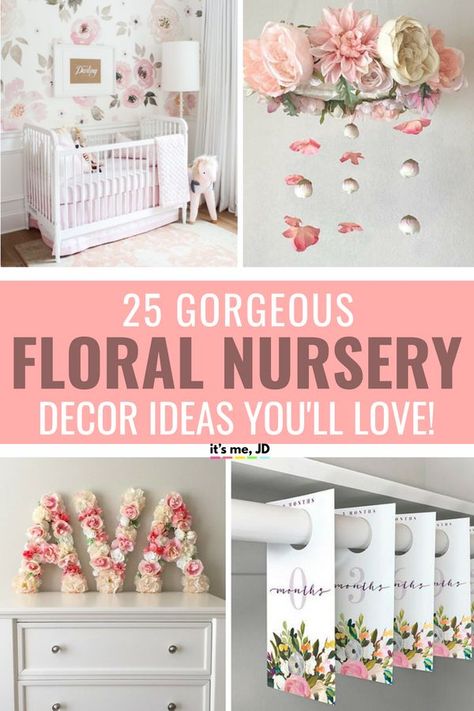 25 Gorgeous Floral Nursery Decor Ideas #nursery #nurserydecor #floralnursery #pinknursery #girlnursery Nursery Decor Ideas, Ideas Habitaciones, Floral Nursery Decor, Fun Nursery, Girl Nursery Room, Diy Nursery, Baby Sleep Problems, Themed Nursery, Floral Nursery