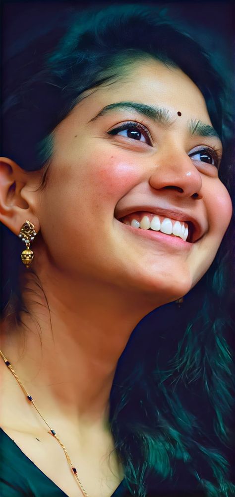 Sai Pallavi, Black Background, Phone Wallpaper, Green, Hair, Black