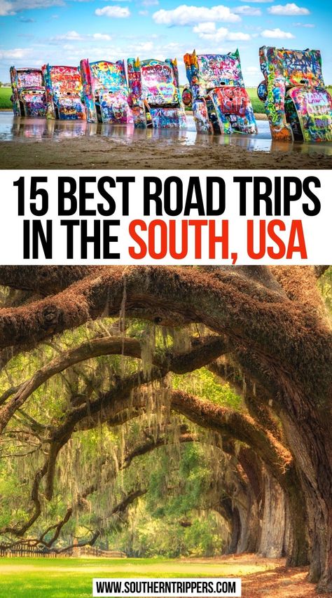 Best Road Trips In The South USA 5 Day Road Trip Usa, Road Trips In The South, Deep South Road Trip, South Road Trip, Southeast Road Trip U.s. States, Usa Vacation Ideas, Best Road Trips In America, Usa Road Trip Map, Blue Ridge Mountains Virginia