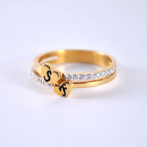 Rings With Initials, Indian Engagement Ring, Personalized Initial Ring, Custom Wedding Ring, Gold Initial Ring, Gold Necklace Indian, Wedding Initials, Gold Rings Simple, Couple Wedding Rings