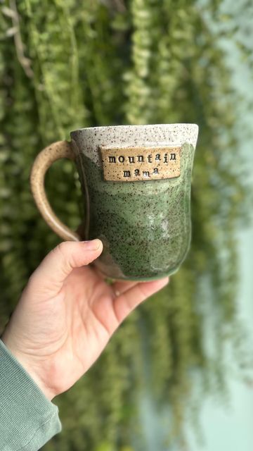 Summit View Ceramics on Instagram: "step by step ⛰️ mountain mama mugs are available now! • • • #mountainmama #hikersofinstagram #handmade #pottery #ceramics #etsyshop #newhampshire" Knitting & Crochet Tools, Hand Painted Mug, Clay Monsters, Painted Mug, Mountain Mama, Mama Mug, Handmade Clay Jewelry, Hand Painted Mugs, Crochet Tools