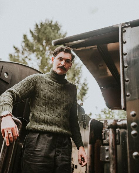 Full steam ahead for this stunner of an ensemble. The Gibson Rollneck - our standout cable knit design in a beautiful Loden green yarn. Paired with The Donington Slacks - The most versatile pair of slacks we have created to date. Finished with ; The Bamford Belt The Matlock Derby boots (made for us by @williamlennon1899 ) With our trusty trench watch by @varioeveryday Shot on a very special shoot (more about that in the coming weeks…) #stanleybiggs #stanleybiggsclothiers #winter #bri... Derby Boots, Loden Green, Character Fashion, Green Yarn, Knitting Designs, Gibson, Cable Knit, Derby, Steam