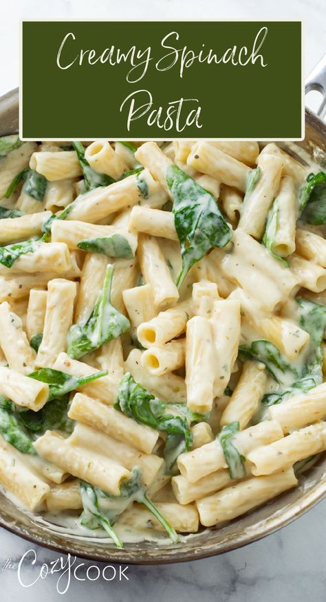 creamy spinach pasta with a white cream sauce Creamy Garlic Pasta Salad, Easy Spinach Pasta, Garlic Pasta Salad, Creamy Spinach Pasta, Spinach Pasta Sauce, Spinach Pasta Recipe, Creamy Garlic Parmesan Sauce, Pasta Salad With Spinach, Spinach Pasta Recipes