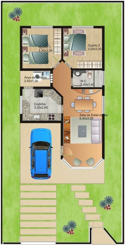 L Shaped House, Gucci Flora, 2 Bedroom House Plans, Modern Bungalow House, Small House Floor Plans, Building Plans House, Simple House Design, Sims House Plans, House Construction Plan