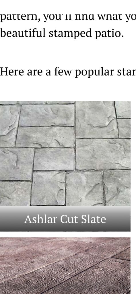 Browse attractive and long-lasting stamped concrete patio ideas. See popular stamp patterns and colors for patios, plus get answers to common questions. Tan Stamped Concrete Patio, Dark Stamped Concrete Patio, Stamped Concert Patio, Painted Stamped Concrete, Stamped Concrete Patterns Patio Ideas, Brickform Concrete Colors, Modern Stamped Concrete Patio, Stamped Concrete Color Combinations, Concrete Stamp Patterns