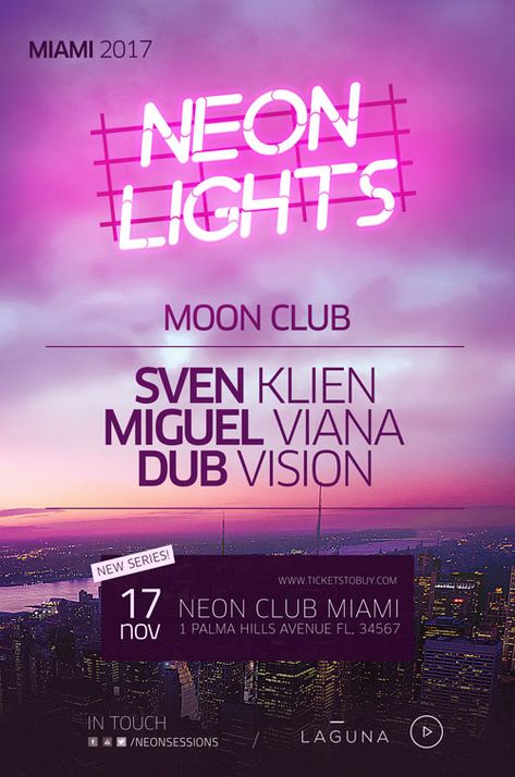 Night Poster Design, Edm Design, Neon Poster, Typo Poster, Event Posters, Neon City, Typo Design, Festival Flyer, City Club