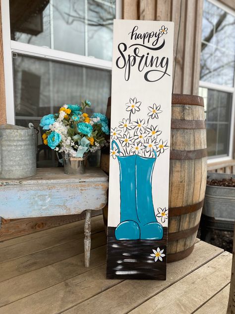 Spring Porch Sign. Spring Porch Decor. Happy Spring Porch Sign. Spring Flower Sign. Mother’s Day Gift. Easter Gift. https://etsy.me/3ixU5AY #porch#rectangle #teal #unframed #entryway #countryfarmhouse #wood #spring Summer Wood Sign, Rainbow Board, Flower Sign, Easter Paintings, Spring Porch Decor, Craft Booth Displays, Wood Pallet Art, Front Porch Signs, Barn Wood Signs