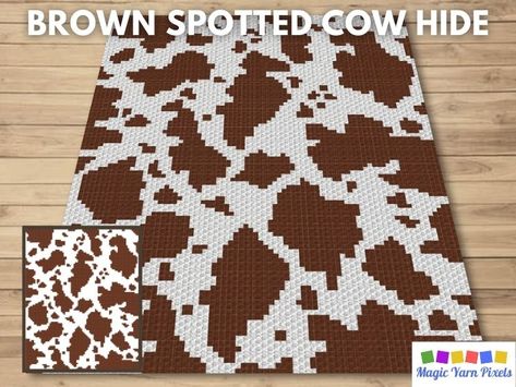 Brown Spotted Cow Hide Pattern & Graph - Magic Yarn Pixels Spotted Cow, Crocheted Cow Pattern, Crochet Cross Stitch, C2c Graph, C2c Crochet Pattern Free, Crochet Cow, Tapestry Crochet Patterns, C2c Crochet, Afghan Pattern