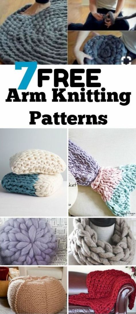 Arm Knitting Tutorial, Arm Knitting Scarf, Knitting Patterns For Beginners, Chunky Knit Yarn, Beginner Knit Scarf, Diy Knit Blanket, Beginner Knitting, Bed Rug, Knitting Tutorials