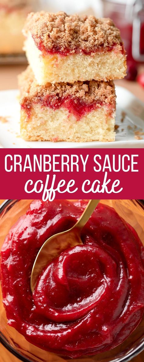 cranberry coffee cake photo collage Cranberry Sauce Coffee Cake, Leftover Cranberry Sauce Recipe, Cranberry Coffee Cake, Desserts With Few Ingredients, Canned Cranberry Sauce, Crumb Cake Recipe, Leftover Cranberry Sauce, Cranberry Sauce Recipe, Coffee Cake Recipe