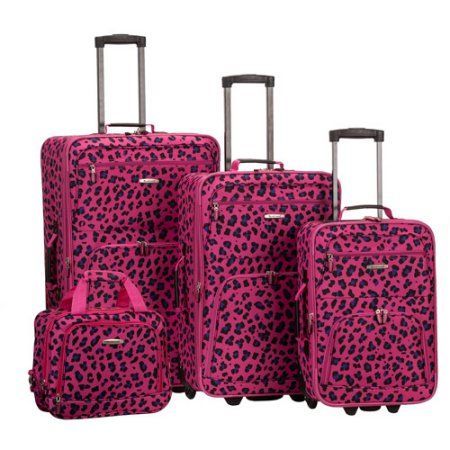 Rockland Safari 4-Piece Luggage Set - Walmart.com Rockland Luggage, Cute Suitcases, Carry On Tote, Best Carry On Luggage, Best Luggage, Suitcase Traveling, Luggage Sets, Pink Leopard, Carry On Luggage