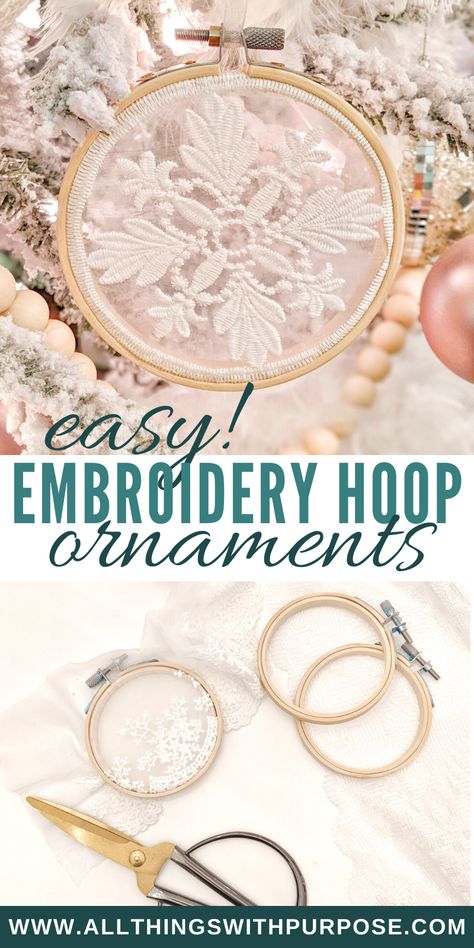 Diy Farmhouse Christmas Ornaments, Embroidery Hoop Christmas Ornaments, Diy Farmhouse Christmas, Embroidery Hoop Christmas, Wedding Dress Keepsake, Embroidery Christmas Ornaments, Girl Presents, Christmas Presents For Girls, Easy Ornaments