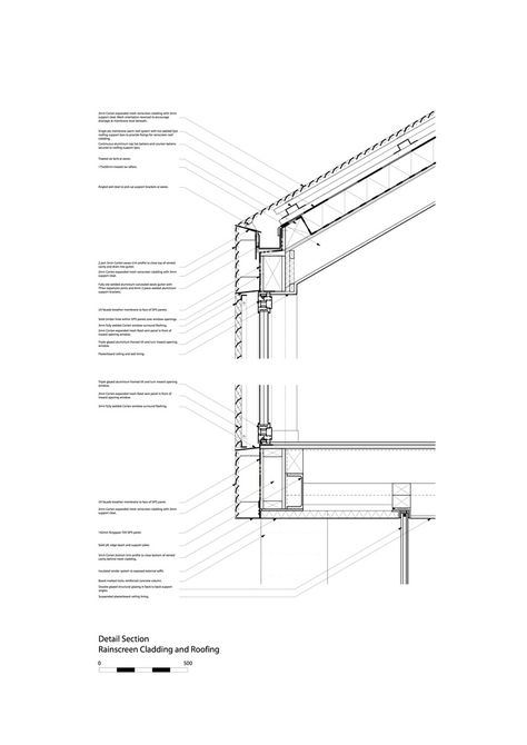 Gallery of 142 South Street / Sandy Rendel Architects - 17 Contemporary Office Design, Zinc Roof, Steel Cladding, South Street, Steel Frame House, Roof Construction, Landmark Buildings, Roof Structure, Architectural Drawing