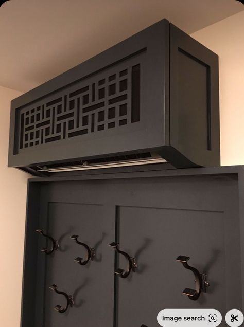 Ac Cover Ideas Wall Units, Disguising Mini Split, How To Hide A Split System, Decorative Mini Split Cover, Split Ac Cover Indoor, Aircondition Design Living Room, Disguise Mini Split, How To Disguise A Mini Split, Ac Hide Ideas