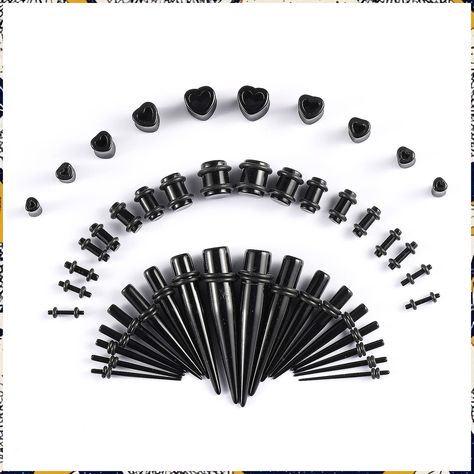 Memsion Ear Stretching Kit Gauges for Ears, 46 Pcs 14G-00G Ear Gauges Expander Set Acrylic Ear Tapers and Plugs Body Earring 0g Stretched Ears, Body Piercing Kit, Ear Stretching, Tapers And Plugs, Argon Oil, Earring Piercing, Ear Tapers, Piercing Kit, Heart Piercing