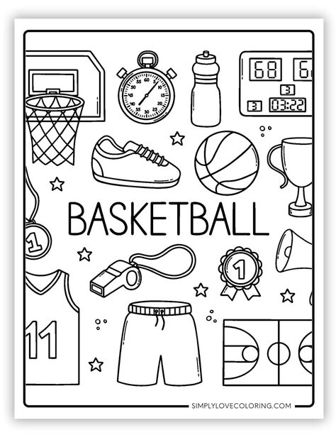 Free basketball coloring pages are great for educational activities for kids, crafts, road trips, and more. Also, get great ideas on fun ways to turn them into a learning experience. Basketball Crafts For Toddlers, Basketball Activities For Preschool, Basketball Crafts Preschool, Basketball Coloring Pages Free Printable, Sports Coloring Pages Free Printable, Sport Activities For Kids, Basketball Worksheets, Sport Coloring Pages, Basketball Coloring Pages