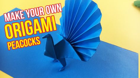 Origami Peacock, Paper Peacock, Peacock Crafts, Pokemon Poster, The Crafts, Glue Stick, Commitment Ceremony, Paper Art Craft, Art Competitions