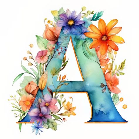 Hellonage | Freepik Letter A With Flowers, Letter With Flowers, Boho Rainbow Nursery, Gothic Fantasy Art, Graphic Illustrations, Watercolor Lettering, Background Wallpaper For Photoshop, Alphabet Art, Flower Art Images