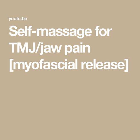 Self-massage for TMJ/jaw pain [myofascial release] Tmj Massage, Myofascial Release Massage, Jaw Pain, Myofascial Release, Self Massage, Be Gentle, Workout Ideas, Facial Massage, Take Your Time