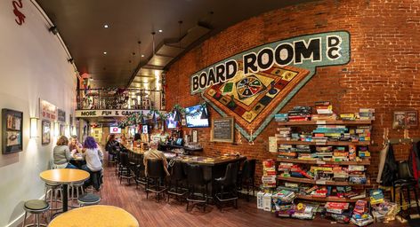 Board Game Bar, Cafe Board, Home Bar Counter, Board Game Room, Board Game Cafe, Games With Friends, Playing Board Games, Themed Restaurant, Game Cafe