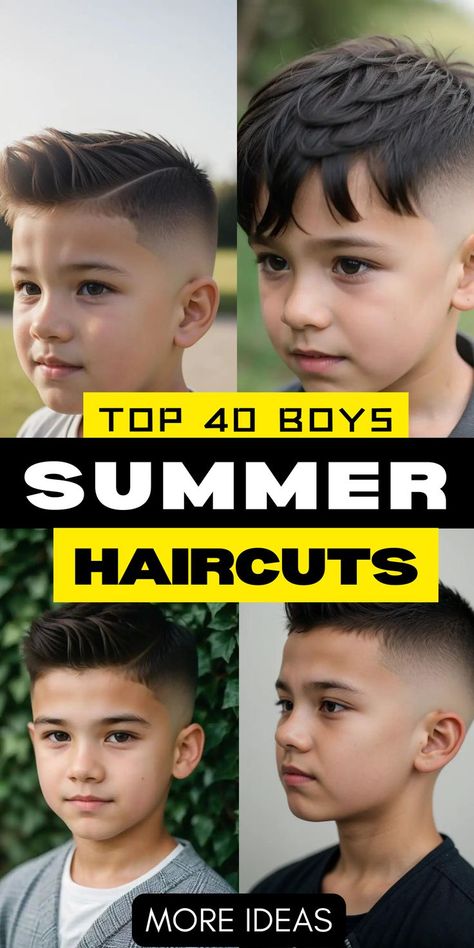 Boys Summer Haircuts Kid Hair Cuts For Boy, Hair Cuts For Boys Fade, Thick Boy Hair Cuts, Boy Faded Haircut, Boys Modern Mohawk, Hair Styles For Boys With Straight Hair, Low Taper Fade Boys Haircut, Haircut For Boys 2024, Boys Haircuts Thick Hair