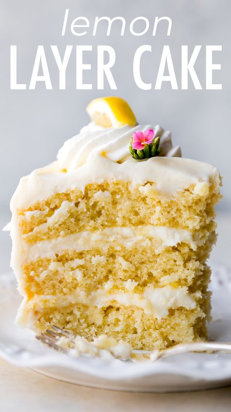 Homemade Lemon Cake Recipe, Homemade Lemon Cake, Lemon Layer Cake, Lemon Cupcake Recipe, Moist Lemon Cake, Lemon Layer Cakes, Pane Dolce, Lemon Cream Cheese, Cream Cheese Buttercream