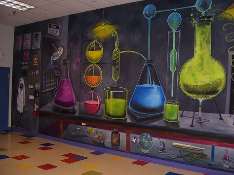 science lab mural | Recent Photos The Commons Getty Collection Galleries World Map App ... Science Mural, Kids Science Lab, Science Lab Decorations, Science Room, Elementary Art Rooms, Science Classroom Decorations, Science Labs, Stem Lab, Science Decor