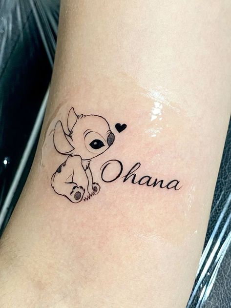 Stitch tattoo (1) Ohana Tattoo Stitch, Tattoo Ideas Stitch, Stiches Tattoos, Stitch With Butterfly, Stitch Tattoos For Women, Stitch Ohana Tattoo, Stitch Disney Tattoo, Small Stitch Tattoo, Stitch Tattoo Ideas Small