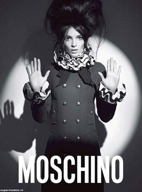 Another classic over-the-top Moschino advertisement from the early '90s Moschino Aesthetic, Italian High Fashion, Maria Carla, High Fashion Models, Brand Campaign, Fashion Marketing, Fashion Advertising, Black And White Design, Ad Campaign