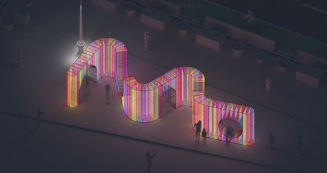 Interaktives Design, مركز ثقافي, Flatiron Building, Colorful Lights, Salou, Art Installation, Design Competitions, Light Installation, Booth Design