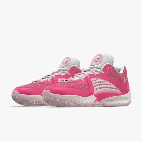 KD16 By You Custom Basketball Shoes. Nike CA Pink Volleyball Shoes Nike, Colorful Basketball Shoes Nike, Hot Pink Basketball Shoes, Nike By You, Nike Basketball Shoes Womens, Girl Basketball Shoes, Colorful Volleyball Shoes, Pink Volleyball Shoes, Cute Basketball Shoes