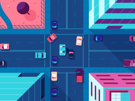 Autonomous Intersection by Down the Street on Dribbble Collage Video, Ux Inspiration, Traffic Lights, Motion Graphics Inspiration, Motion Design Video, Motion Graphics Design, Motion Design Animation, Street Design, Traffic Light