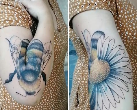 Moving On Tattoos, Tattoo Concepts, Muster Tattoos, Elbow Tattoos, Amazing Tattoos, 3d Tattoos, Bee Tattoo, Discreet Tattoos, Great Tattoos