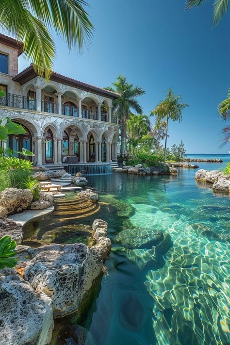 Old Money Beach House, Dream Beach Houses The Ocean, Mansion On The Beach, Island Beach House, Drømme Liv, Dream Life House, Dream Beach Houses, Ocean House, Pretty Landscapes