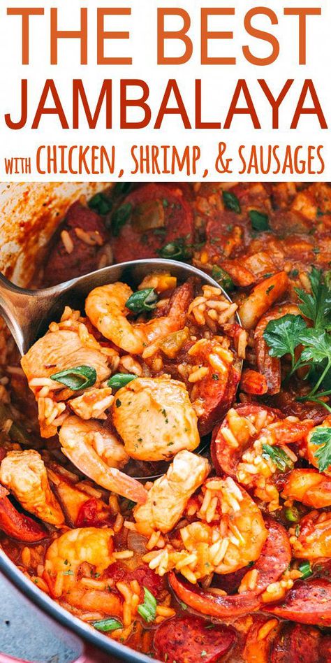 Recipe For Jambalaya, Best Jambalaya Recipe, Mardi Gras Dinner, Jambalaya Recipe Easy, Recipe With Chicken, Resep Seafood, Chicken Shrimp, Jambalaya Recipe, Rice Chicken