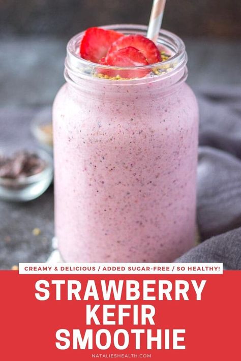 Milk Kefir Recipes, Strawberry Smoothie Healthy, Probiotic Smoothie, Kefir Smoothie, Boosting Immunity, Kefir Recipes, Easy Gluten Free Desserts, Milk Kefir, Probiotic Foods