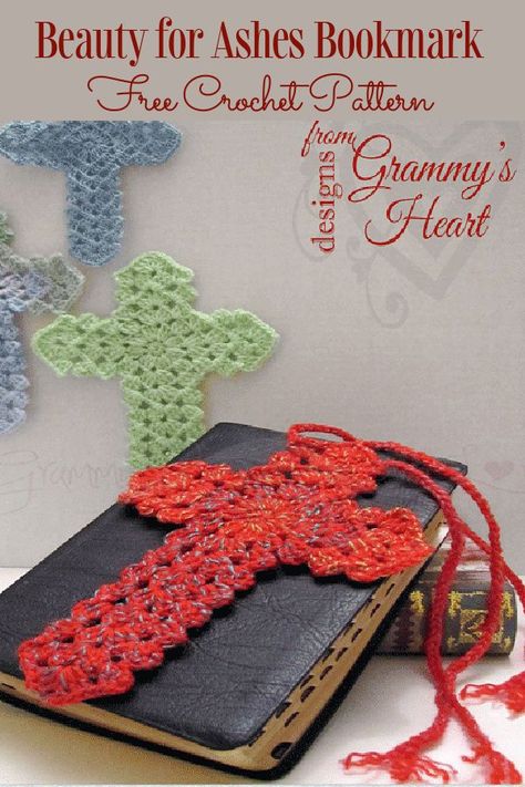 Beauty for Ashes Bookmark Free Crochet Patterns For Mother's Day Crocheted Cross Bookmarks Free Pattern, Crochet Cross Bookmark Free Pattern, Crochet Crosses, Crocheted Cross, Pretty Bookmarks, Granny Rectangle, Crochet Bookmarks Free Patterns, Easy Crochet Bookmarks, Crochet Thread Patterns