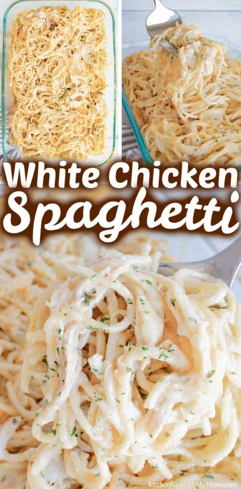 Speggetti Recipes, Easy Chicken Spaghetti Recipe, Using Rotisserie Chicken, Easy Chicken Spaghetti, Rotisserie Chicken Recipes Leftover, Chicken Spaghetti Recipe, Recipes Using Rotisserie Chicken, Chicken Spaghetti Casserole, Cheesy Chicken Spaghetti