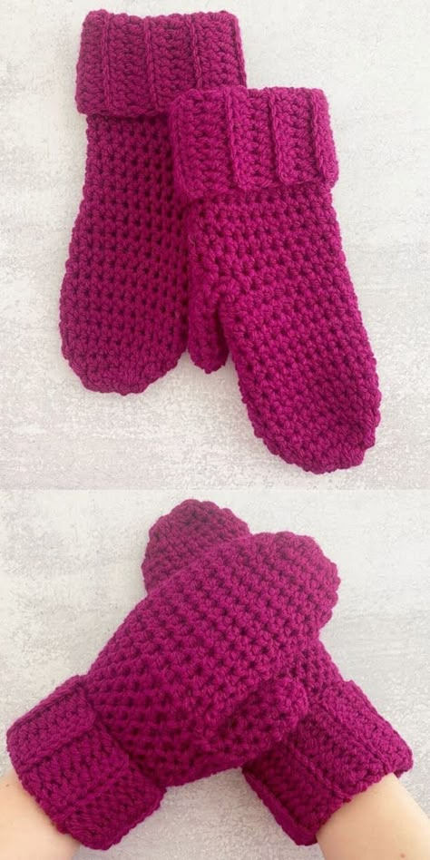 Crocheted Mittens, Crochet Baby Mittens, Crochet Hand Warmers, Crochet Mitts, Crochet Mittens Free Pattern, Crochet Pour Halloween, Beginning Crochet, Crochet Mittens Pattern, Handmade Mittens